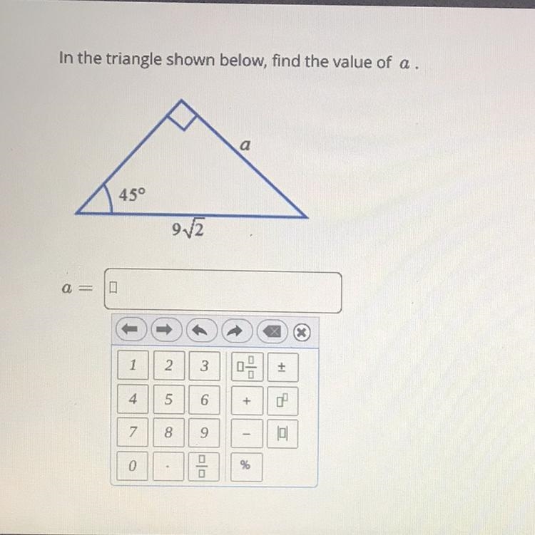 URGENT PLEASE HELP ME in the triangle shown below, find the value of a-example-1