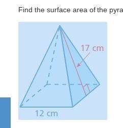 Find the surface area of the pyramid. The side lengths of the base are equal. The-example-1