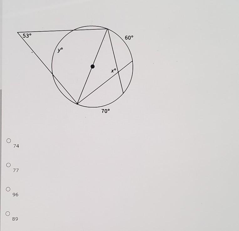 Find the value of y. (Note: The line passing through the center of the circle is a-example-1