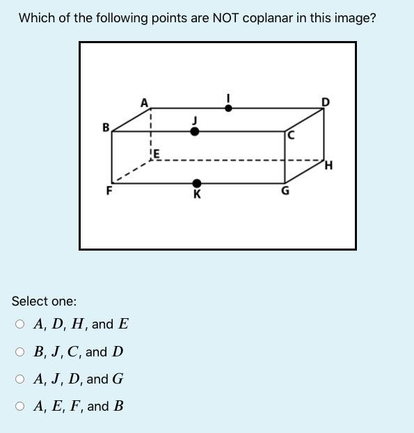 Which of the points are NOT coplanar in the image?-example-1