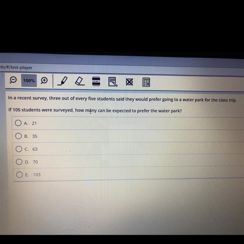 3 out of 5 students say yes if there are 105 students how many say yes-example-1