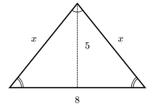 Find the value of x in the triangle shown below.-example-1