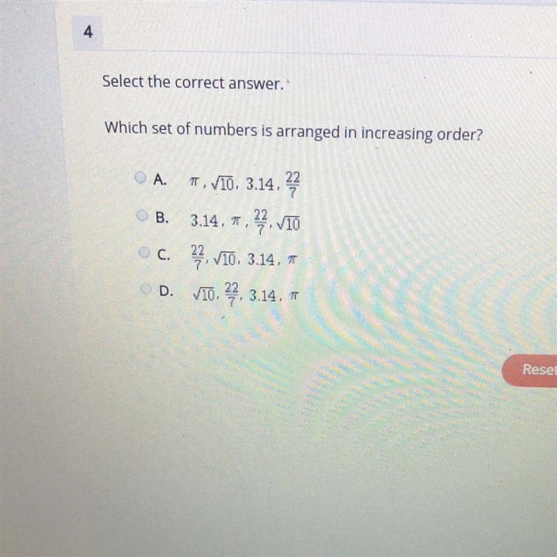 Which set of numbers is arranged in increasing order?-example-1