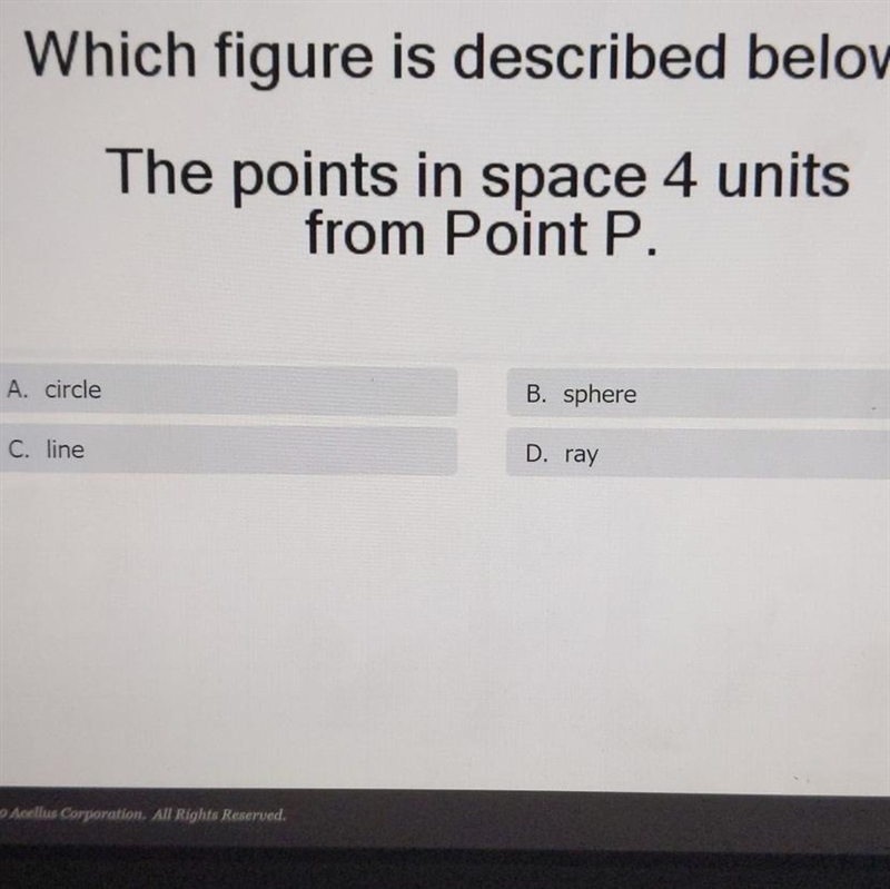 Which figure is described below? The point in space 4 units from point p-example-1