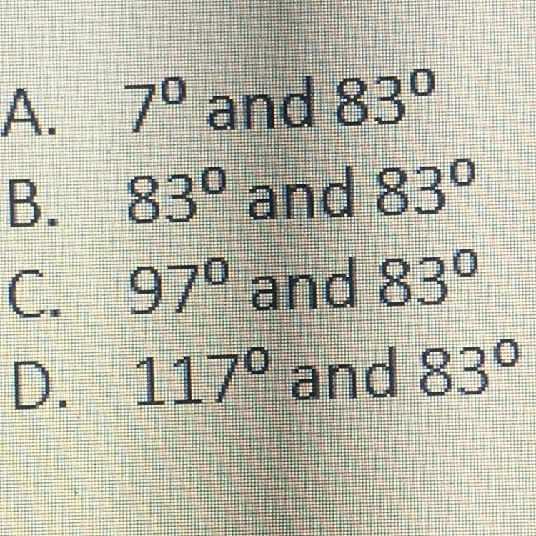 Which of the following could be the measurements of two supplementary angles?-example-1