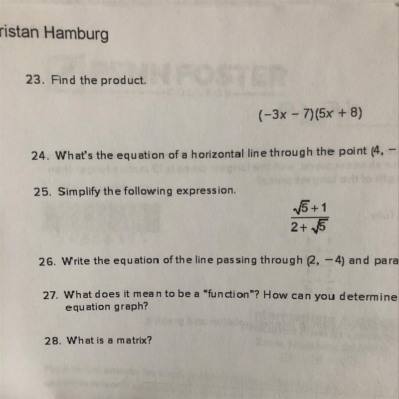 25. Simplify the following expression. Question 25 please-example-1