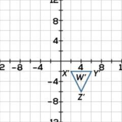 Meg dilated triangle W by a factor less than 1. Then she performed other transformations-example-1