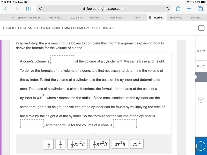 Drag and drop the answers into the boxes to complete this informal argument explaining-example-1