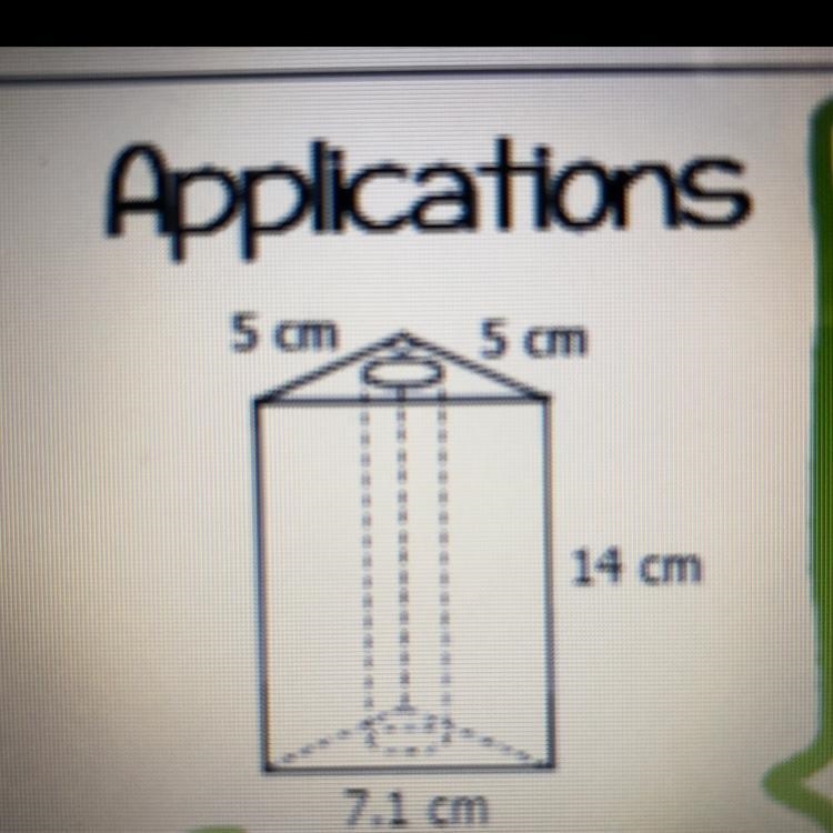 A cylinder with a 2 centimeter diameter is drilled through the triangular prism shown-example-1