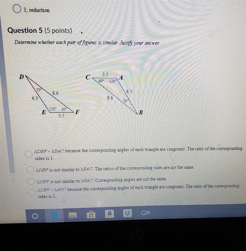 Determine whether each pair of triangles is similar. justify your answer​-example-1