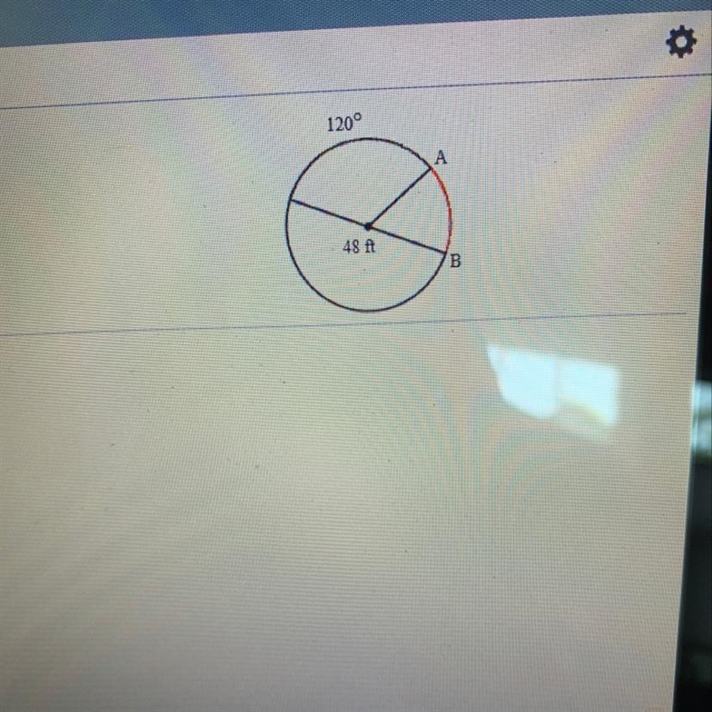 Find the length of arc AB. leave your answers in terms of pi-example-1