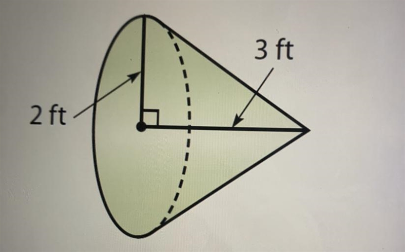 What is the volume of the figure? A.18.8ft B.37.7ft C.12.6ft D.56.5ft-example-1