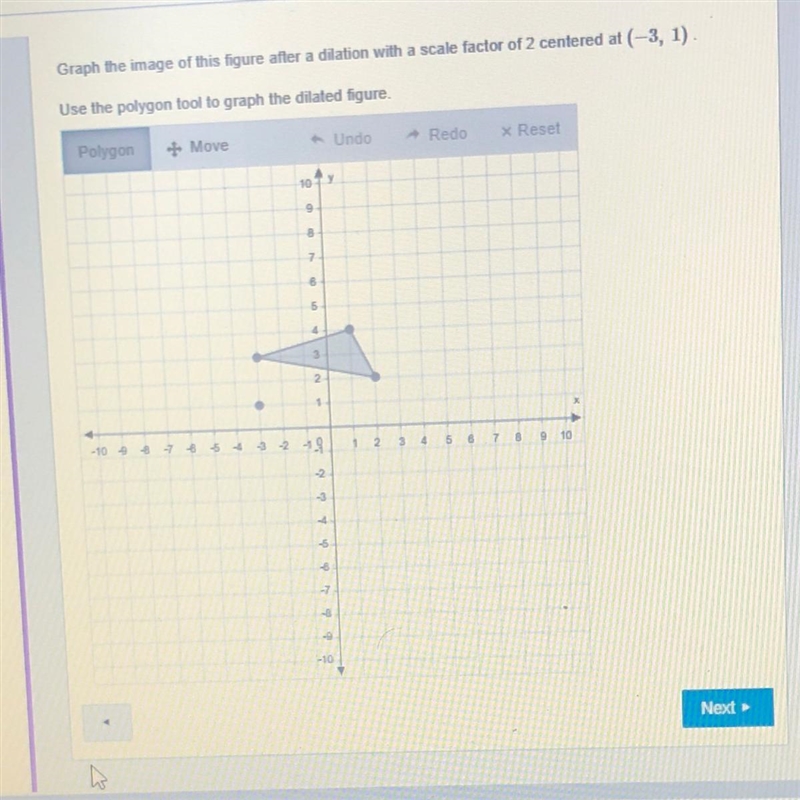 Graph the image of this figure after a dilation with a scale factor of 2 centered-example-1