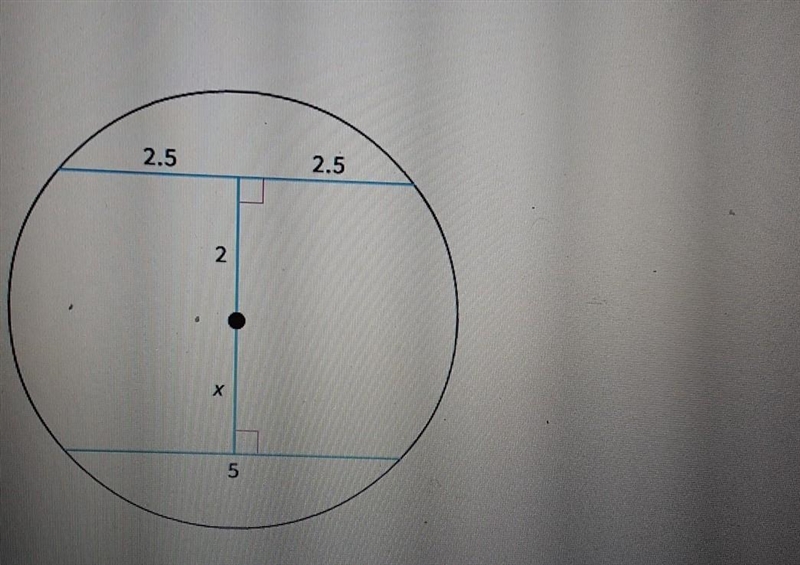 Find the value of x a.2 b.5 c.2.5 d.4​-example-1