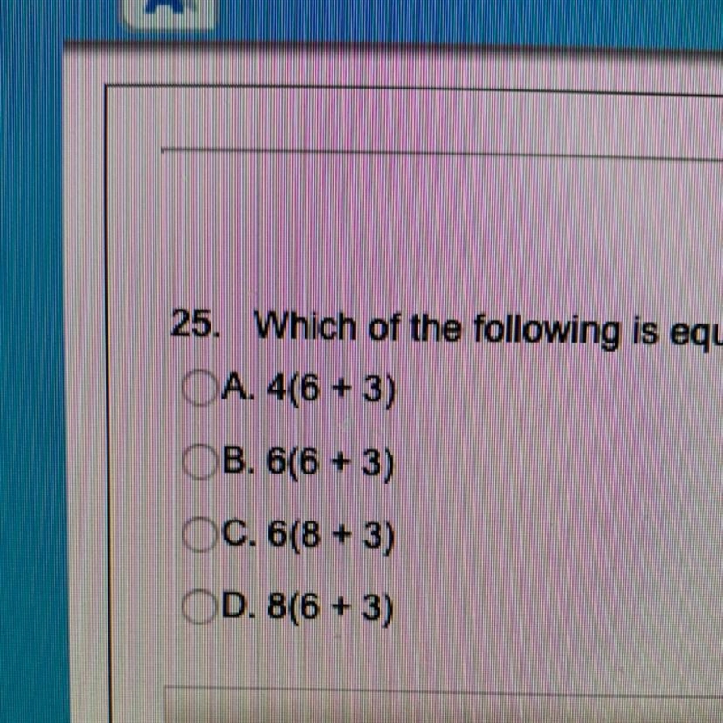 Which of the following is equivalent to 48 + 18? Need help!!!!!!!!!PLEASE-example-1