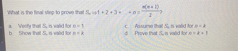 What is the second part of the second step to prove that S = 1+2+3+...+n = n(n+1)\2? a-example-1