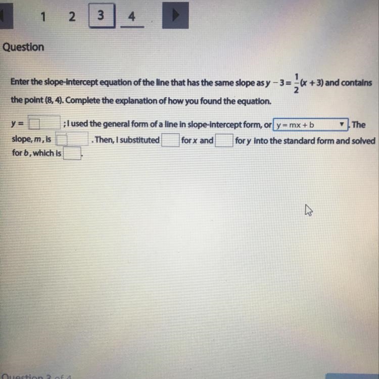 Enter the slope-intercept equation of the line that has the same slope as y - 3 = (x-example-1