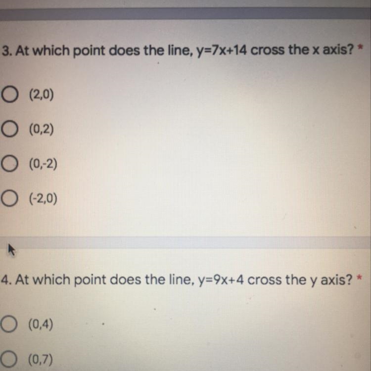 At which point does the line, y=7x+14 cross the x-axis-example-1