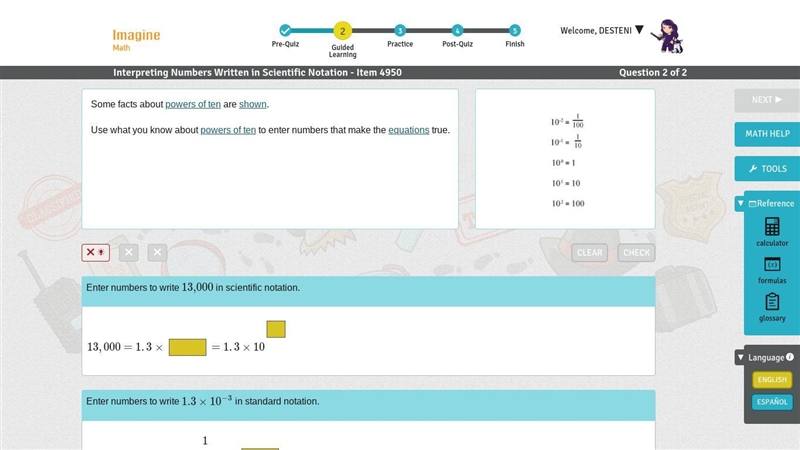 Some facts about powers of ten are shown. Use what you know about powers of ten to-example-2