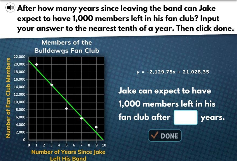 In how many years can Jake expect to have 1,000 members left in his fan club? (added-example-1