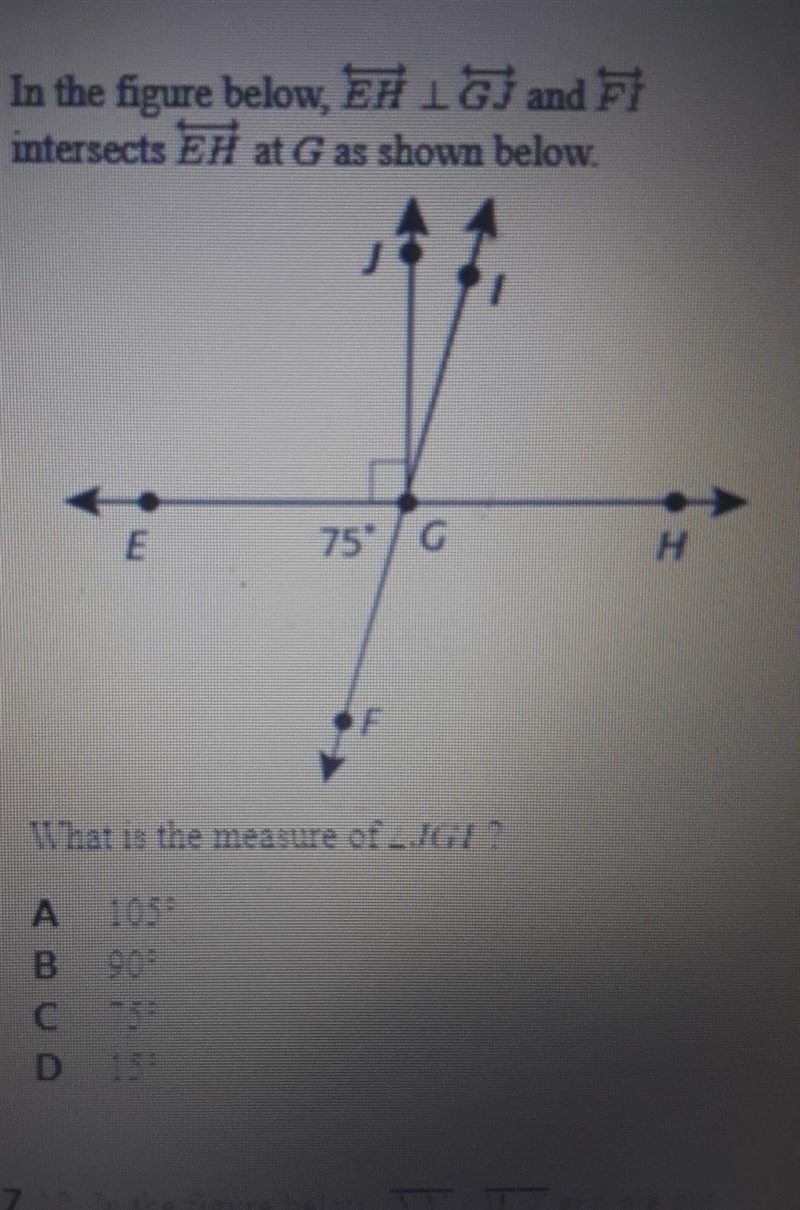 In the figure below, EH GJ and FI intersects EH at G as shown below. What is the measure-example-1