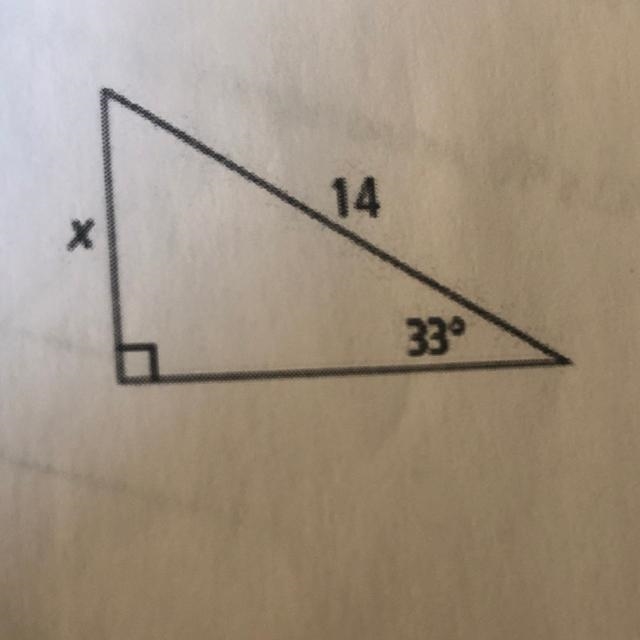 Use a trigonometric ratio to find the value of x. Round your answer to the nearest-example-1