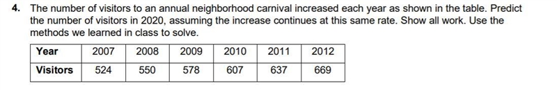 PLEASE HELP ASAP! The number of visitors to an annual neighborhood carnival increased-example-1