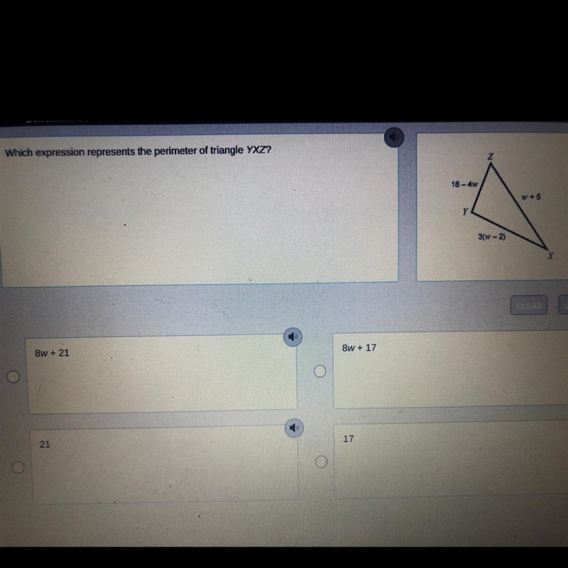 Which expression represents the perimeter of triangle YXZ?-example-1