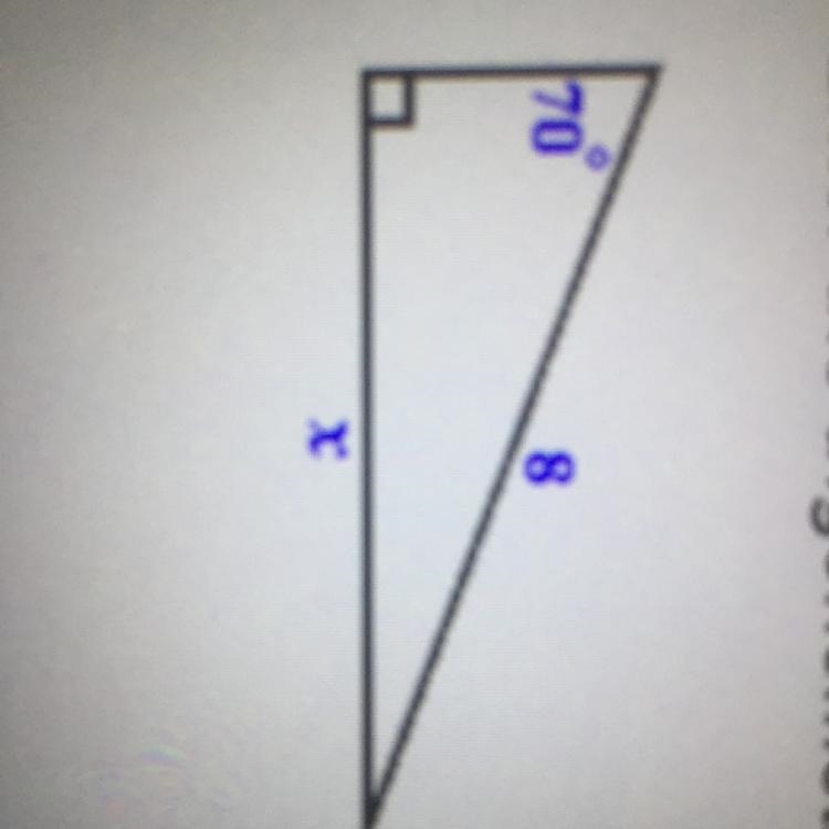 Enter the trigonometric equation you would use to solve for x in the following right-example-1