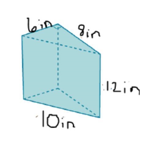 Which choice best represents the surface area of the triangular prism shown below-example-1