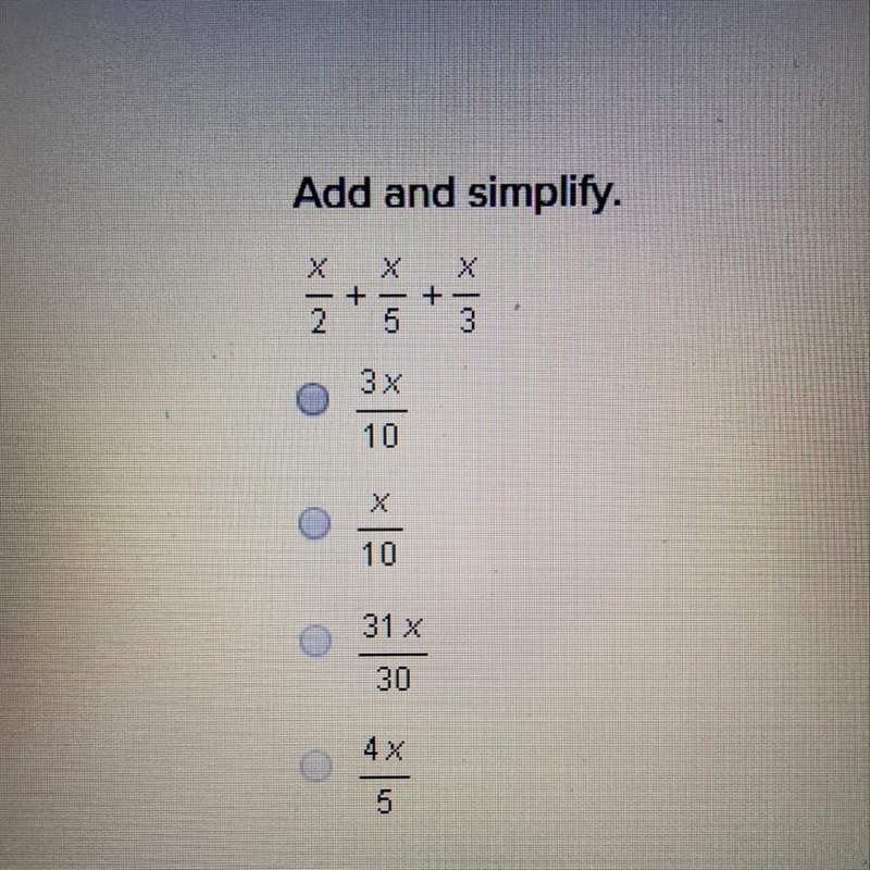 Add and simplify. x/2+x/5+x/3-example-1