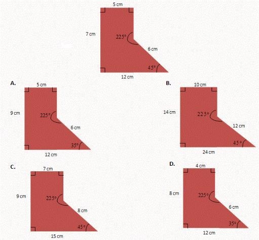 Which shape is similar to the original shape? A) A B) B C) C D) D-example-1