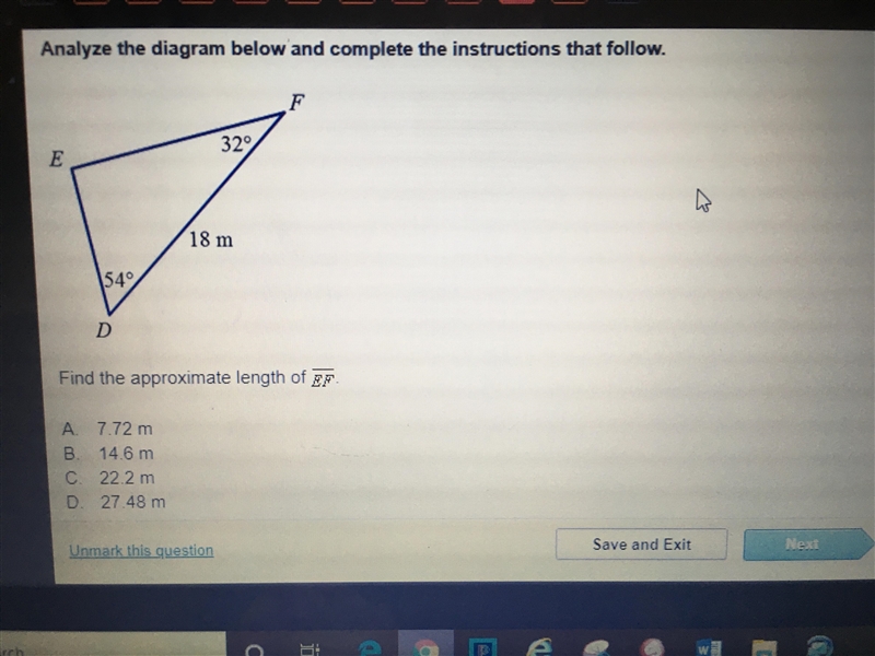 Find the approximate length of segment EF.-example-1