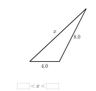 What is the range of possible sizes for side x?-example-1