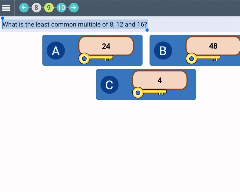 What is the least common multiple of 8, 12 and 16?-example-1