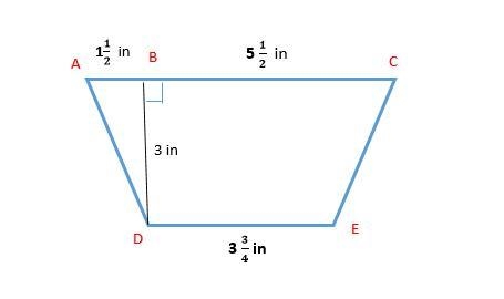 Find the area of trapezoid ACDE A) 14 2/3 in B) 16 1/8 in C) 21 5/6 in D) 30 1/2 in-example-1