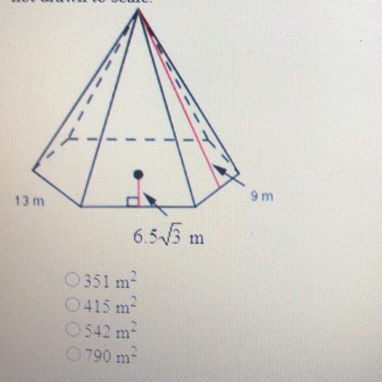 PLS HELP NEED TO PASS TEST :))))) Find the surface area of the regular pyramid shown-example-1