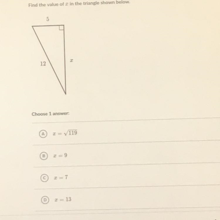 Find the value of x in the triangle-example-1