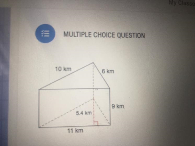 The multiple choice are 267.3km cubed 534.6km cubed And 584 km cubed-example-1