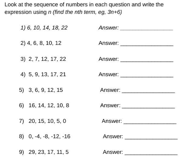 (Please help :) Look at the sequence of numbers in each question and write the expression-example-1