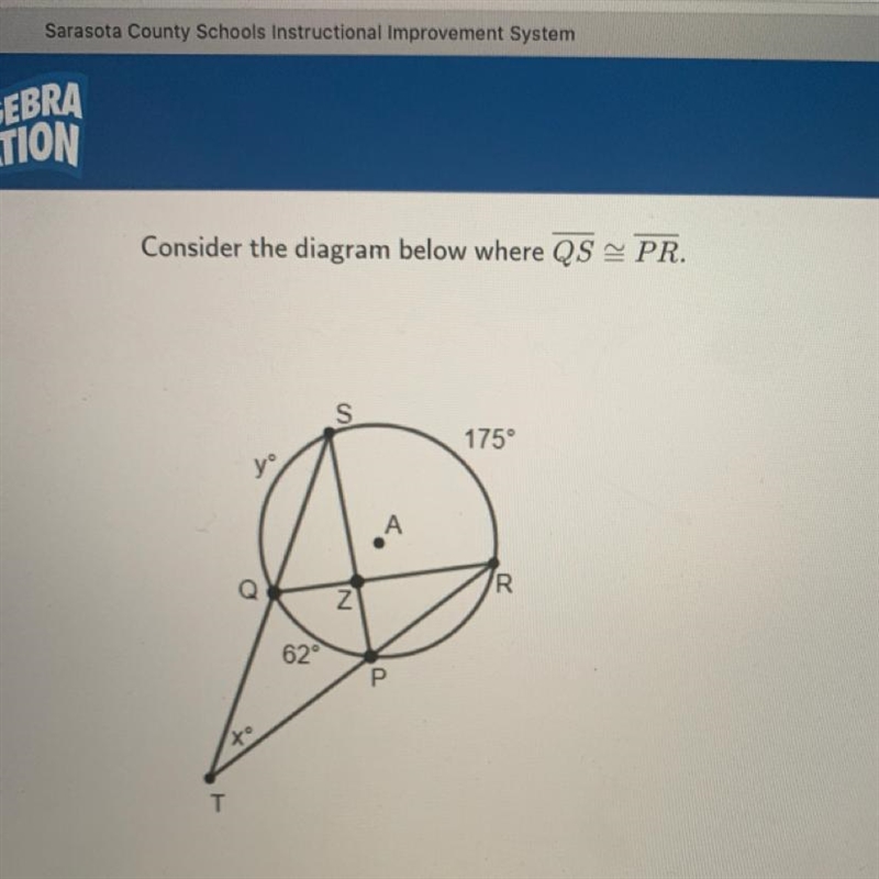 What is the value of x and y A. x = 56.5 , y = 61.5 B. x= 62 , y= 118 C. x= 56.5, y-example-1