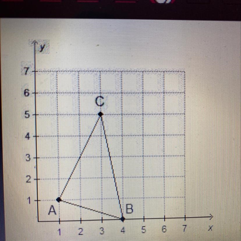 What is the area of triangle ABC? 3 square units 7 square units 11 square units 15 square-example-1