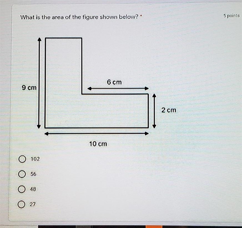 What is the area of the figure shown below? * PLZ ANSWER​-example-1