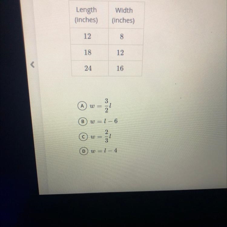 A machine can enlarge a 6– inch by 4– inch regular photograph to any of the dimensions-example-1