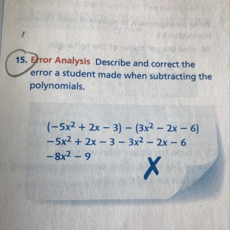 What was the error the student made? And how would you correct it?-example-1