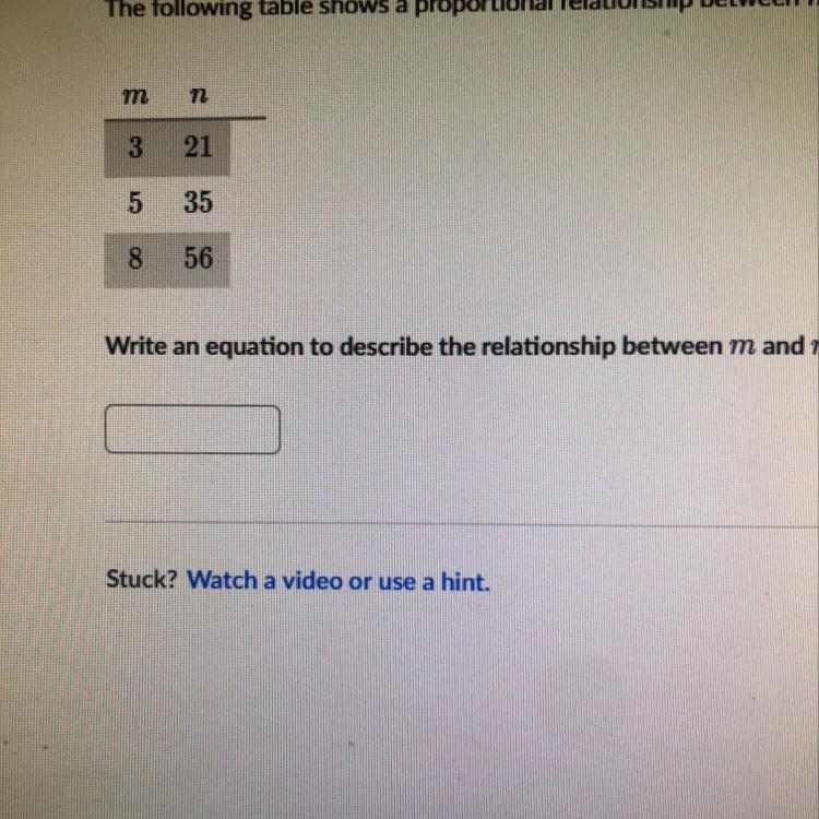 The following table shows a proportional relationship between M and N.-example-1