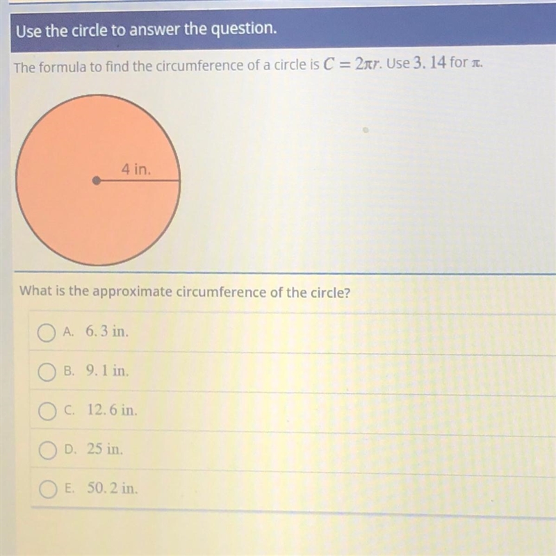 Please help picture included!! Use the circle to answer the question. The formula-example-1