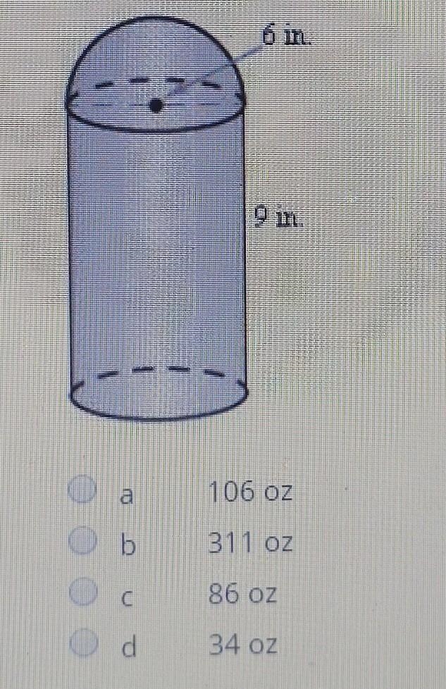 An ice bucket is composed of a cylinder and a hemisphere, as shown. Crushed ice weighs-example-1