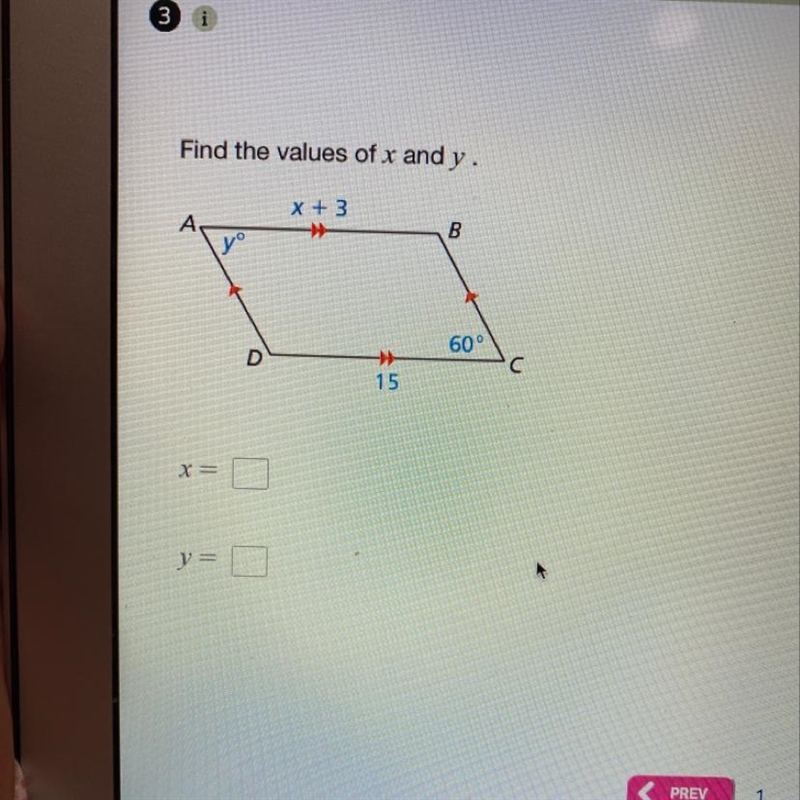 Find the values of x and y-example-1