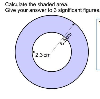 Calculate the area of the shaded region-example-1